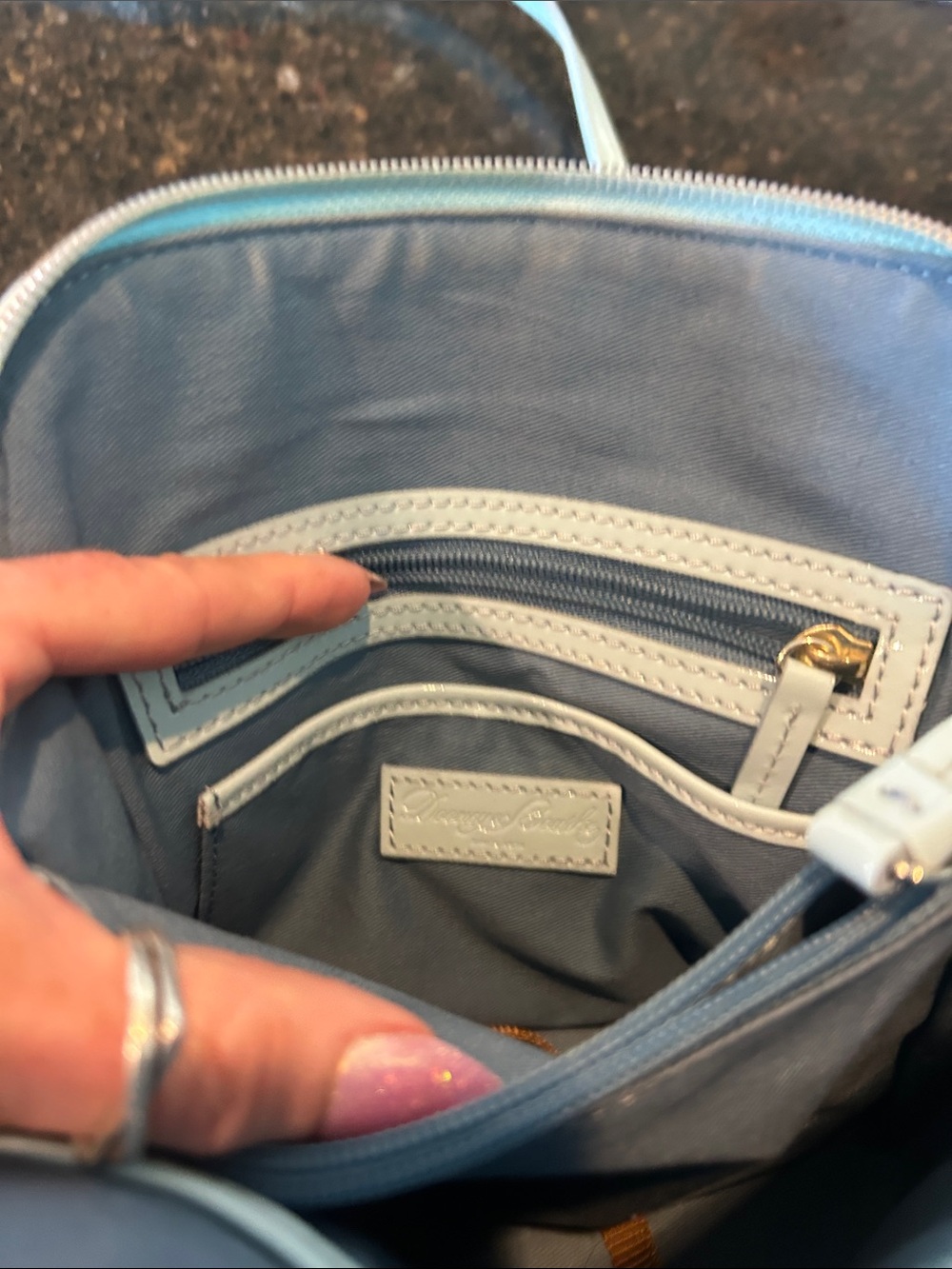 Dooney & Bourke Light Blue Patent Crossbody Bag - Picture 5 of 8